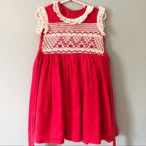 Vintage red smocked dress